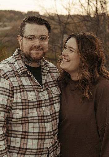 Rebecca and Andrew sharing joy about adopting